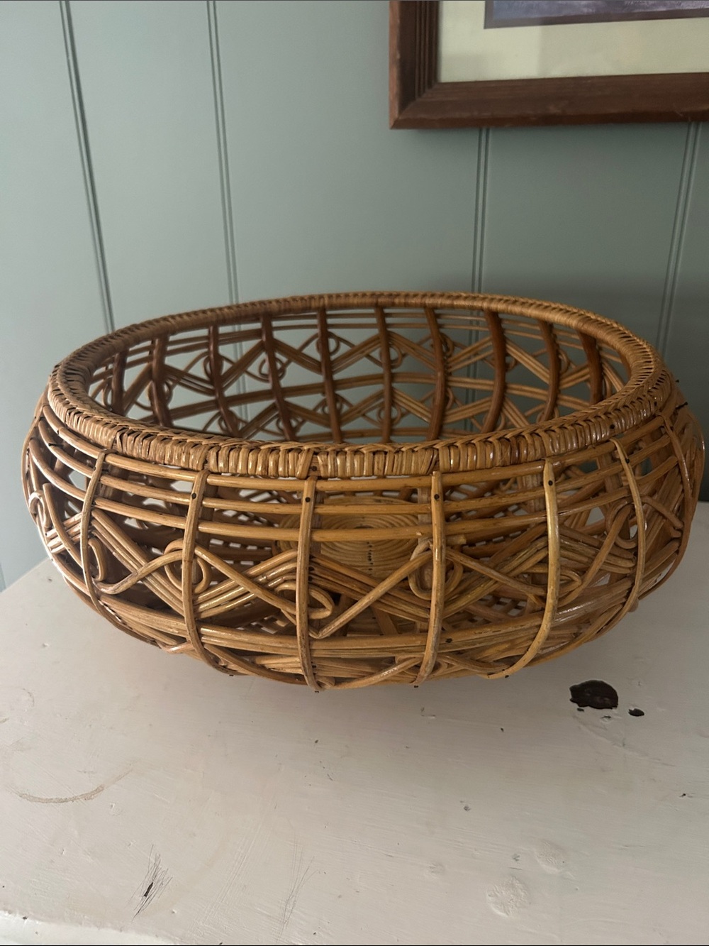 Vintage mid century modern Franco Albini style wicker basket
